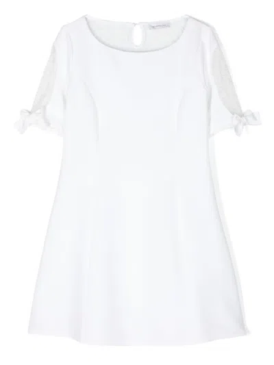 Monnalisa Kids' Crepe Laced Dress In White