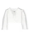 Monnalisa Crew-neck Cropped Jacket In White