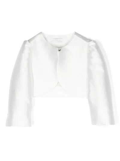 Monnalisa Kids' Crew-neck Cropped Jacket In White