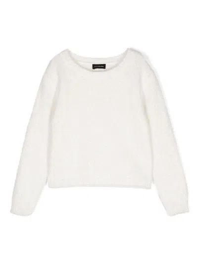 Monnalisa Kids' Crew-neck Faux-shearling Jumper In White