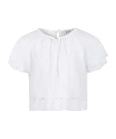 Monnalisa Crew-neck Layered Blouse In White
