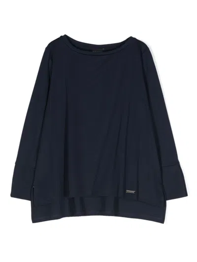 Monnalisa Kids' Crew-neck Long-sleeve T-shirt In Blue