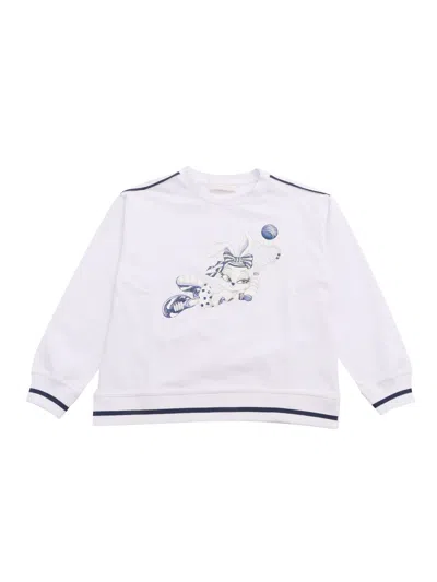 Monnalisa Kids' Crew Neck Sweater In White