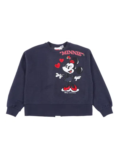 Monnalisa Kids' Crew Neck Sweatshirt In Blue