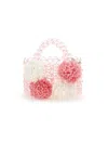 Monnalisa Crochet Pom Pom Bag In Rosa Fairy Tale