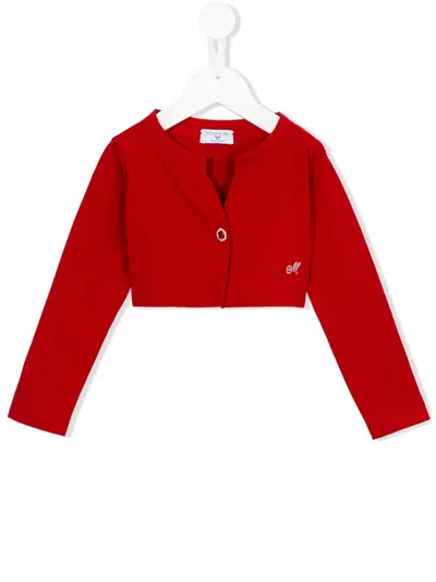 Monnalisa Kids' Cropped Cardigan In Red