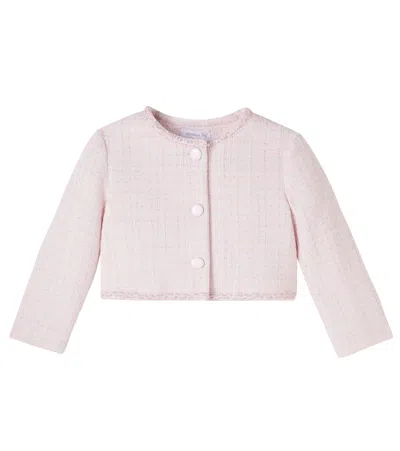 Monnalisa Kids' Cropped Cotton-blend Lamé Tweed Jacket In Pink