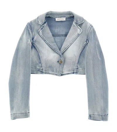 Monnalisa Kids' Cropped Denim Jacket In Blue