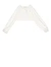 Monnalisa Cropped Embellished Tulle-cuff Cardigan In White
