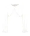 Monnalisa Cropped Embellished Tulle-cuff Cardigan In White