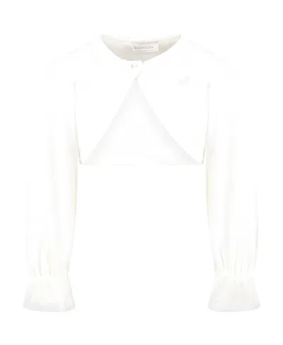 Monnalisa Cropped Embellished Tulle-cuff Cardigan In White