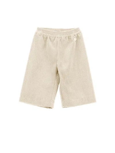 Monnalisa Babies'   Velvet Cropped Trousers In Ecru