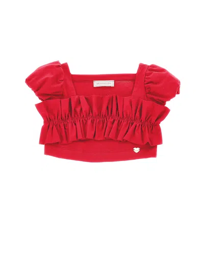 Monnalisa Kids'   Cropped Jersey Top In Red