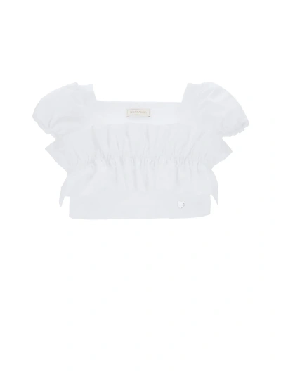 Monnalisa Cropped Jersey Top In White
