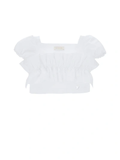 Monnalisa Kids'   Cropped Jersey Top In White