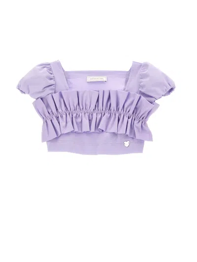 Monnalisa Kids'   Cropped Jersey Top In Wisteria