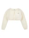 Monnalisa Cropped Knitted Cardigan In White