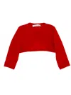 Monnalisa Cropped Merino Wool Cardigan In Ruby Red