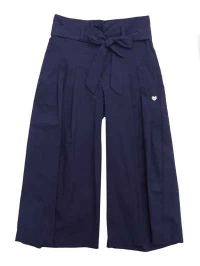 Monnalisa Kids' Cropped Popeline Pants In Blue