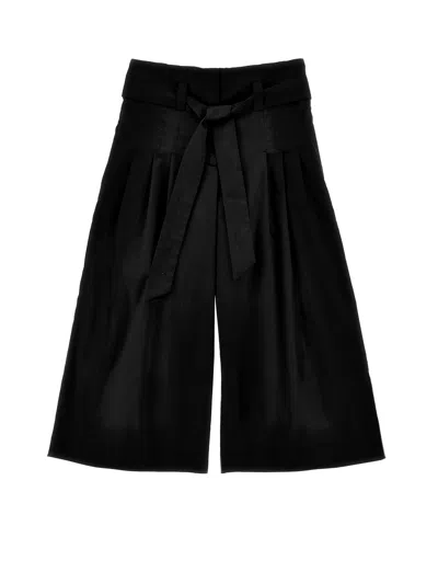 Monnalisa Kids'   Cropped Poplin Trousers In Black