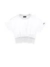 Monnalisa Cropped T-shirt With Lace In White