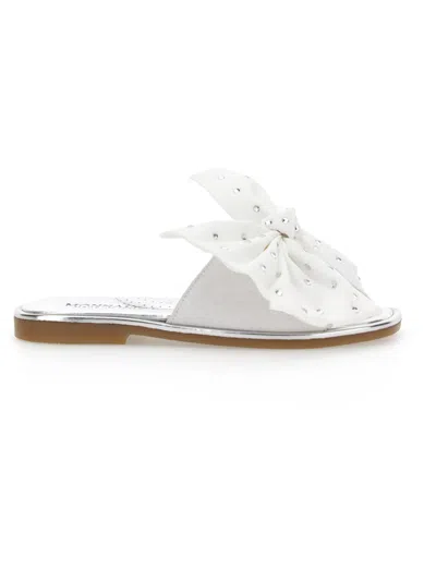 Monnalisa Crust Slippers With Maxi Bow In White