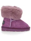 Monnalisa Crusted Leather Boots With Rhinestones In Wisteria