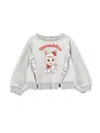 Monnalisa Cry Babies Sweatshirt With Ruffles In Pearl Grey