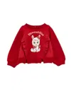 Monnalisa Cry Babies Sweatshirt With Ruffles In Ruby Red