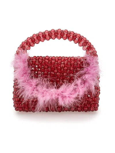 Monnalisa Kids'   Crystal Bag With Feathers In Blush Pink