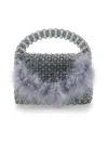 Monnalisa Crystal Bag With Feathers In Grey
