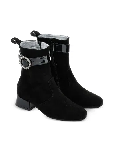 MONNALISA CRYSTAL-EMBELLISHED ANKLE BOOTS