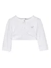 Monnalisa Crystal-embellished Cropped Cardigan In White