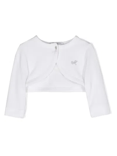 Monnalisa Babies' Crystal-embellished Cropped Cardigan In White