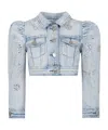 Monnalisa Crystal-embellished Denim Jacket In Gray
