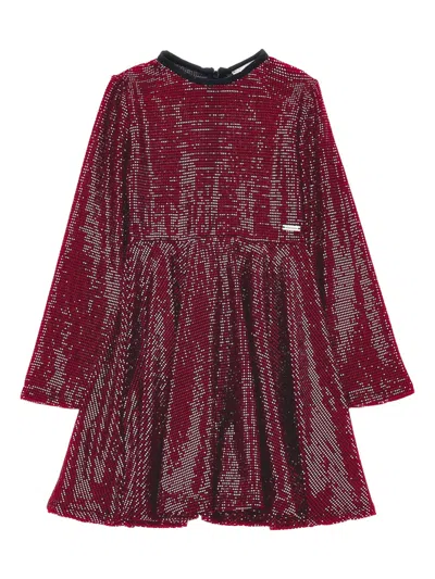 Monnalisa Kids' Crystal-embellished Dress In Red