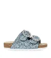 Monnalisa Glitter Embellished Sandals In Blue