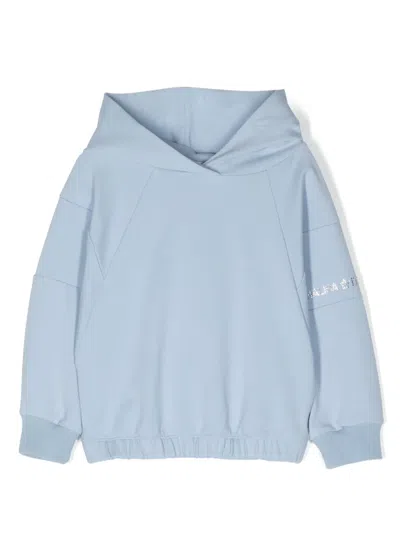 Monnalisa Kids' Crystal-embellished Jersey Hoodie In 蓝色
