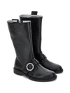 Monnalisa Embellished Pull-on Knee-high Boots In Black