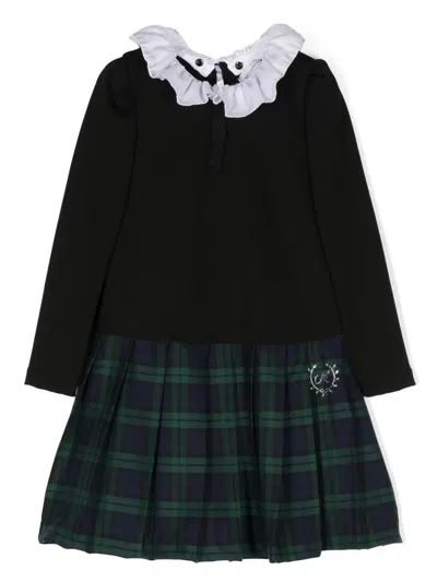 Monnalisa Crystal-embellished Logo Dress In 黑色