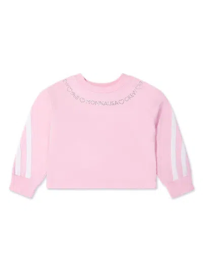 Monnalisa Kids' Crystal-embellished Logo-print Sweatshirt In Pink