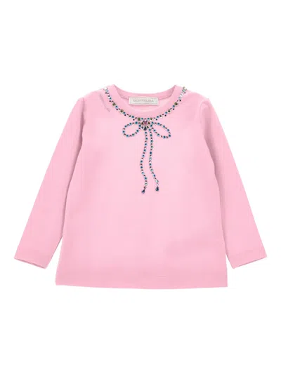 Monnalisa Langarmshirt Mit Kristallen In Pink