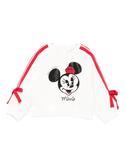 Monnalisa Babies' Crystal-embellished Ribbon Sweatshirt In White
