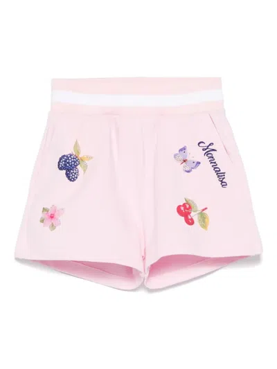 Monnalisa Kids' Crystal-embellished Shorts In Pink