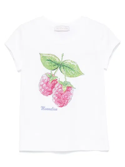Monnalisa Kids' Crystal-embellished T-shirt In White