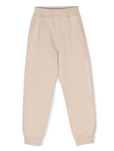 Monnalisa Kids' Crystal-embellished Track Pants In Neutrals