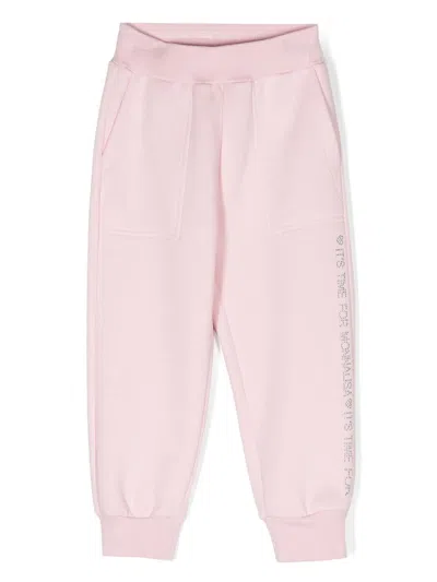 Monnalisa Kids' Crystal-embellished Track Pants In Pink