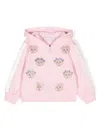 Monnalisa Crystal-embellished Zip-up Hoodie In Pink