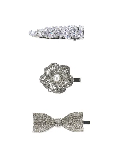 Monnalisa Babies'   Crystal Flower Jewelry Clips In Metallic
