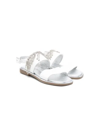 Monnalisa Kids' Crystal-fringes Sandals In White